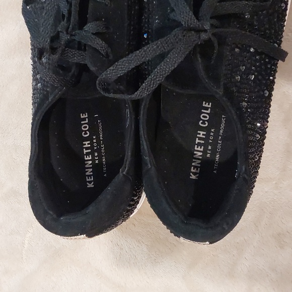 Kenneth Cole New York Kam sneakers black Leather with rhinestones Sz 9.5 M - Picture 6 of 16